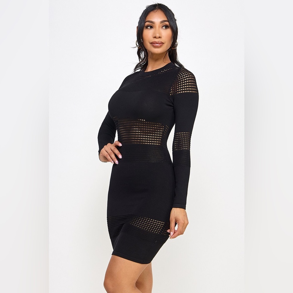 Black Sweater Cutout Sweater Dress - Picture 4 of 8